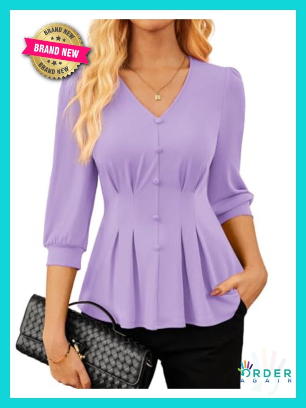 Women's Peplum Blouse Dressy Casual Business Top V-Neck Office